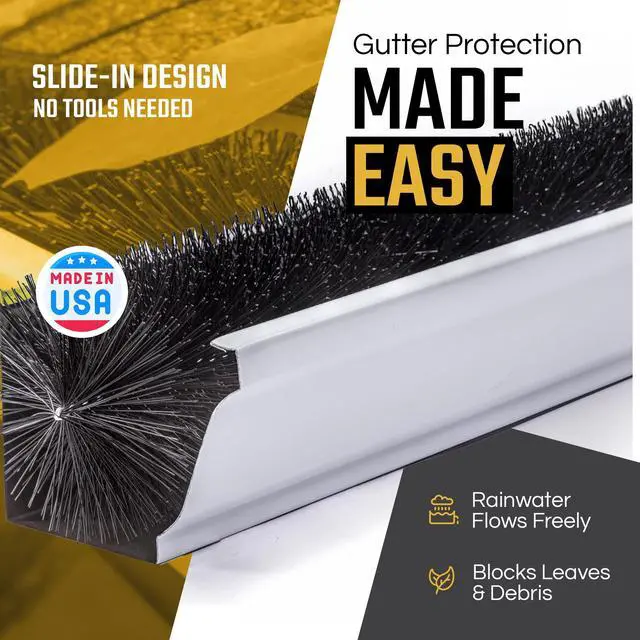 Alt view image 3 of 6 - Gutter Guard for 5 Inch Gutters 60 Ft DIY Leaf Filter Insert | 4.25" Diameter Brush Stops Clogs from Leaves & Debris | Gutter Screen & Cover Alternative - Made in USA