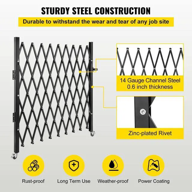 Alt view image 4 of 6 - Single Folding Security Gate, 7.25 ft H x 7.8 ft W Folding Door Gate, Steel Accordion Security Gate, Flexible Expanding Security Gate, 360° Rolling Barricade Gate, Scissor Gate/Door with Padlock