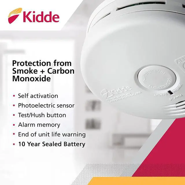 Alt view image 2 of 6 - Smoke & Carbon Monoxide Detector Combo, 10-Year Battery, Replacement Alert, 4 Count (Pack of 1)