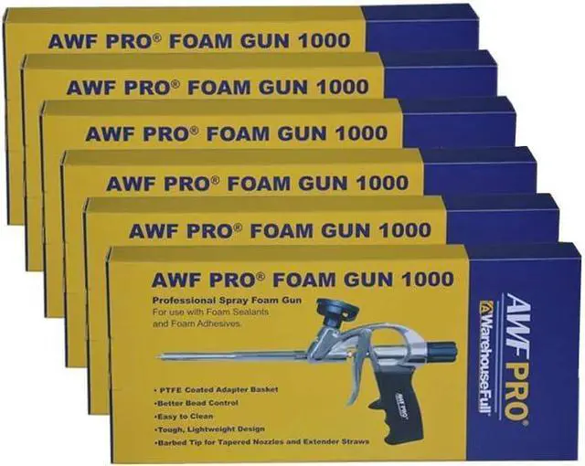 Main image of High Precision Spray Foam Gun for Insulating Foam Sealant, Adjustable Flow Control, Contractor-Grade Pro Applicator, Pack of 6