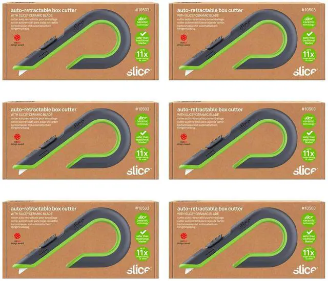 Main image of Auto-Retractable Box Cutter, Heavy Duty Utility Knife, Safe Ceramic Blade Lasting 11x Longer than Metal, 6 Pack