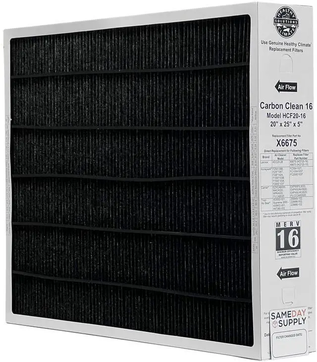 Main image of Healthy Climate X6675 20x25x5 Healthy Climate Carbon-Clean MERV 16 Filter Bundle with Same Day Supply Filter Change Reminder Magnet (1-Pack)