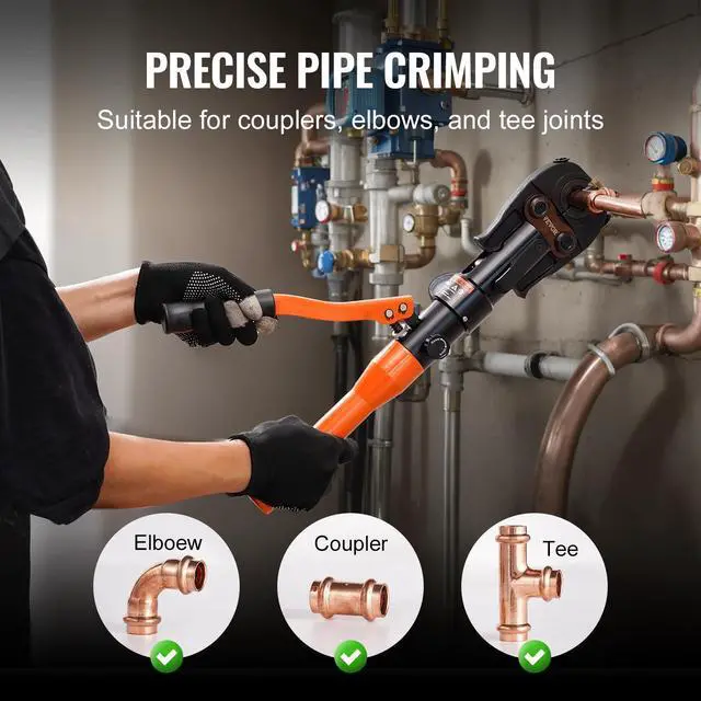 Alt view image 6 of 6 - Copper Pipe Crimping Tool, Hydraulic Driven Press Tool with 1/2", 3/4", 1" Jaws for VUS Type Copper Pipes and 3/8", 1/2", 5/8", 3/4", 1" Jaws for ASTM F1807 Pex Pipe Copper Ring