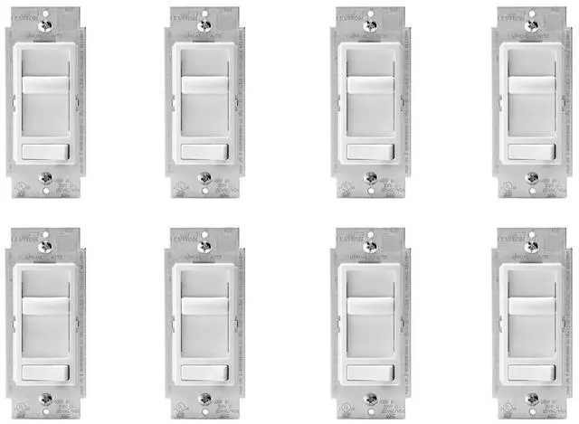 Main image of 6674-P0W SureSlide Universal 150-Watt LED and CFL/600-Watt Incandescent Dimmer, White, 8 Pack