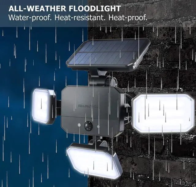 Alt view image 3 of 6 - Bionic Floodlight Solar Light Outdoor Waterproof Patio Light Motion Sensor Outdoor Lights w/ Remote Control 3 Heads Wall Lights - Wireless, 50% Brighter-108 COB LED For Lawn, Garden, As Seen On TV