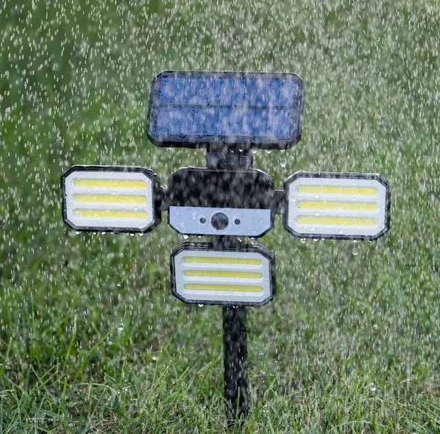Alt view image 5 of 6 - Bionic Floodlight Solar Light Outdoor Waterproof Patio Light Motion Sensor Outdoor Lights w/ Remote Control 3 Heads Wall Lights - Wireless, 50% Brighter-108 COB LED For Lawn, Garden, As Seen On TV