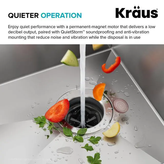 Alt view image 6 of 6 - WasteGuard 1 HP Continuous Feed Garbage Disposal with Ultra-Quiet Motor for Kitchen Sink with Power Cord and Flange Included, KWD201-100MCG