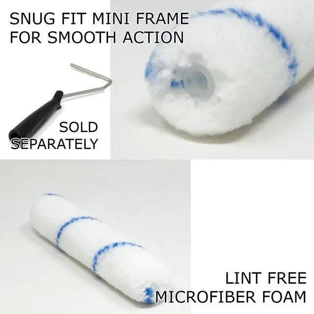 Alt view image 2 of 3 - 6" Mini 3/8" Nap Shedless Microfiber Paint Roller Cover for Door Trim Furniture Cabinets - 432 Pack Case Lot - TH10380