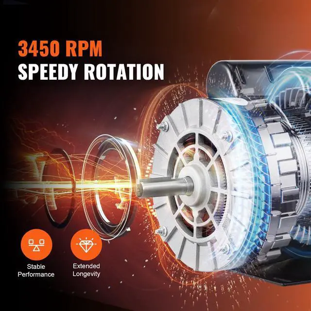 Alt view image 3 of 6 - 5HP SPL Air Compressor Electric Motor, 230V 17.6Amps, 56 Frame 3450RPM, 5/8" Keyed Shaft, 1.88" Shaft Length, Single Phase, CW/CCW Rotation (Factory Setting is CCW)