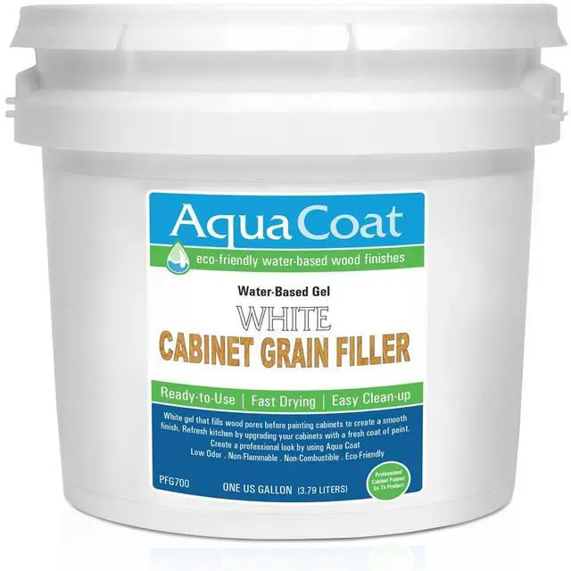 Main image of Aqua Coat Water-Based White Cabinet Wood Grain Filler Gel Fast Drying, Low Odor White Wood Filler, Sandable & Paintable for Interior & Exterior Repairs, Upgrades & Restorations 1 Gallon