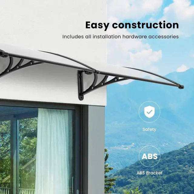 Alt view image 3 of 6 - Polycarbonate Window Door Awning Canopy Transparent with Black Bracket 38 Inch x 78 Inch