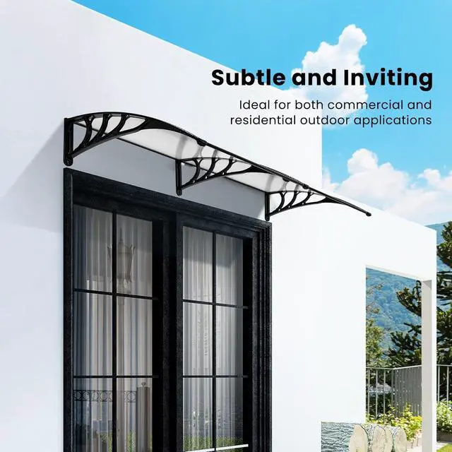 Alt view image 5 of 6 - Polycarbonate Window Door Awning Canopy Transparent with Black Bracket 38 Inch x 78 Inch