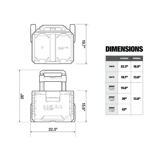 Alt view image 3 of 6 - Portable 2-in-1 Rolling Tool Box, Wheels & Stackable Design, Black