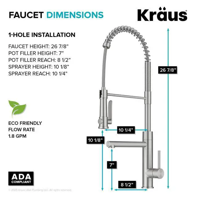 Alt view image 3 of 6 - Artec Pro Commercial Style 2-Function Single Handle Pull Down Kitchen Faucet with Pot Filler in Spot-Free Stainless Steel, KPF-1605SFS