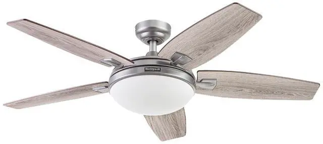 Main image of Ceiling Fans Carmel Modern 48 Inch Ceiling Fan with Light, Remote Control Fan, LED Indoor Fan with 5 Blades, Gray Oak and Brown Chestnut Blade Finish Options, Silver (51627-01)