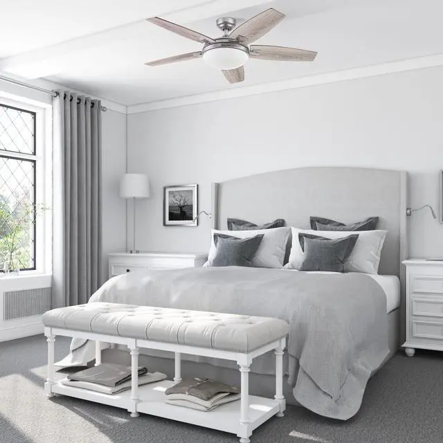 Alt view image 3 of 6 - Ceiling Fans Carmel Modern 48 Inch Ceiling Fan with Light, Remote Control Fan, LED Indoor Fan with 5 Blades, Gray Oak and Brown Chestnut Blade Finish Options, Silver (51627-01)