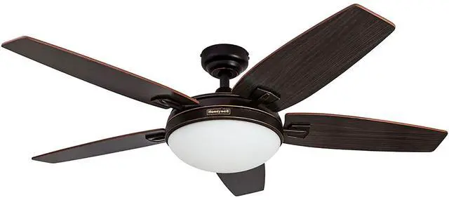 Main image of Ceiling Fans Carmel, 48 Inch Contemporary Indoor LED Ceiling Fan with Light, Remote Control, Dual Mounting Options, Dual Finish Blades, Reversible Motor - 50197-01 (Bronze)