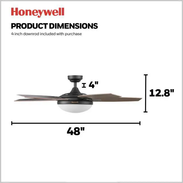 Alt view image 4 of 6 - Ceiling Fans Carmel, 48 Inch Contemporary Indoor LED Ceiling Fan with Light, Remote Control, Dual Mounting Options, Dual Finish Blades, Reversible Motor - 50197-01 (Bronze)