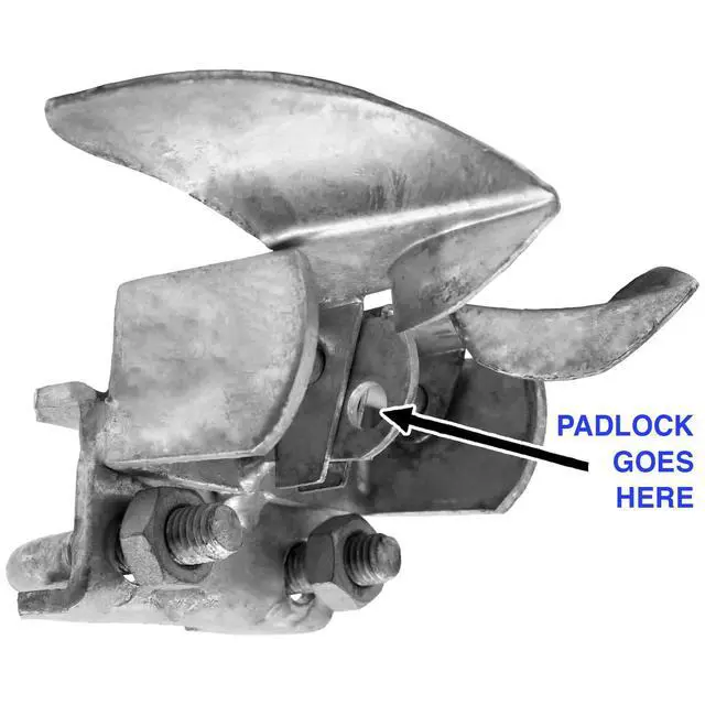 Alt view image 5 of 6 - Galvanized Chain Link Fence Butterfly Gate Latch - 1-3/8" Gate Frame and 2-3/8" Gate Post - CASE Qty 25