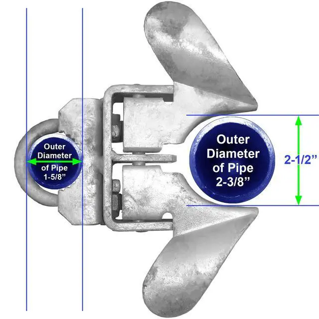 Alt view image 6 of 6 - Galvanized Chain Link Fence Butterfly Gate Latch - 1-3/8" Gate Frame and 2-3/8" Gate Post - CASE Qty 25