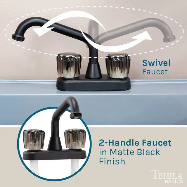 Alt view image 5 of 6 - Tehila Basics by 21-Gallon Grey Freestanding Utility Sink with Black 2-Handle Faucet, Heavy Duty Plastic Laundry Tub with Adjustable Legs