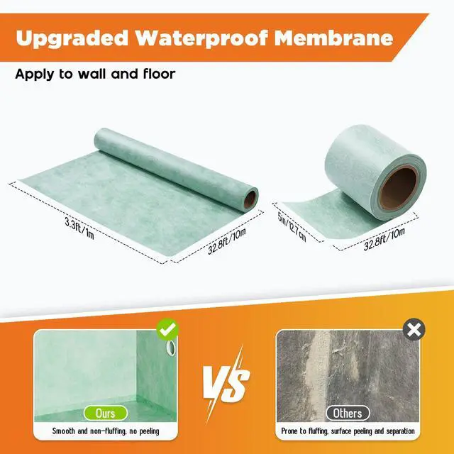 Alt view image 3 of 6 - Shower Curb Kit with Complete Shower Kit- Tray, Curb, Membrane, Seals, Bonding Flange, Corners, Trowel & Level, 72" x 72" Tray, Center Outlet Position