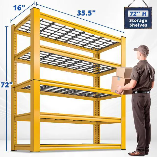 Alt view image 3 of 6 - 72''H Garage Shelving 3010 LBS Storage Shelves Adjustable Metal Shelving 5 Tier Metal Shelves for Storage Industrial Shelf for Kitchen Pantry Warehouse Basement 72" HX35.5 WX16 D, 3 Pack