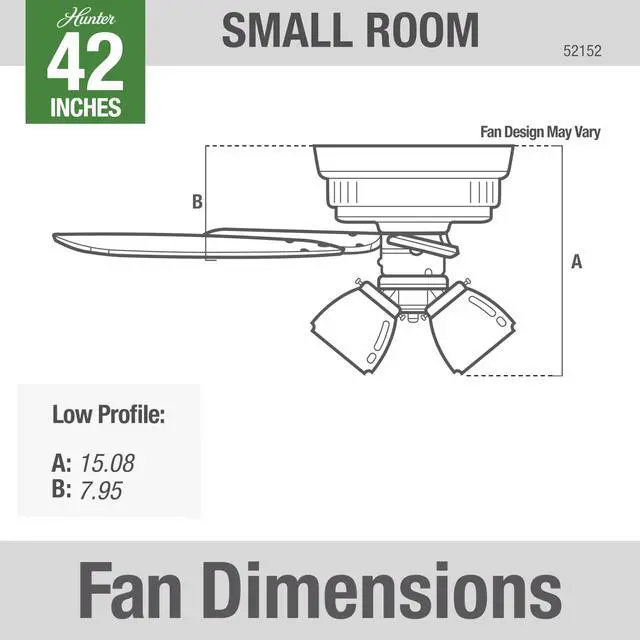 Alt view image 6 of 6 - 42 inch Indoor Ceiling Fan with LED Lights and Pull Chain - Low Profile Flush Mount White Ceiling Fan, 5 Blades, For Bedroom, Living Room, or Kitchen, Quiet - Crestfield 52152, Fresh White