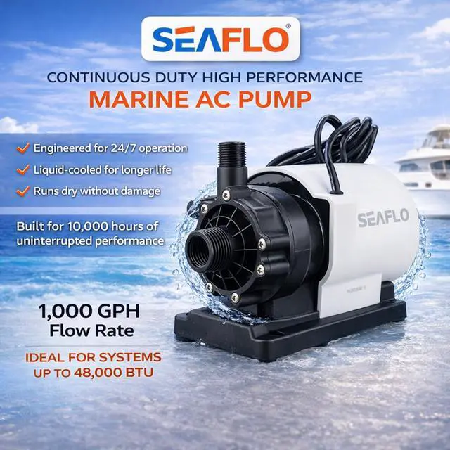 Alt view image 5 of 6 - 1000 GPH Air Conditioning Pump 115V Marine AC 16.6 GPM Magnetic Drive Circulation for Systems up to 45000 BTU 26.9 ft Head Continuous Duty HVAC Pump