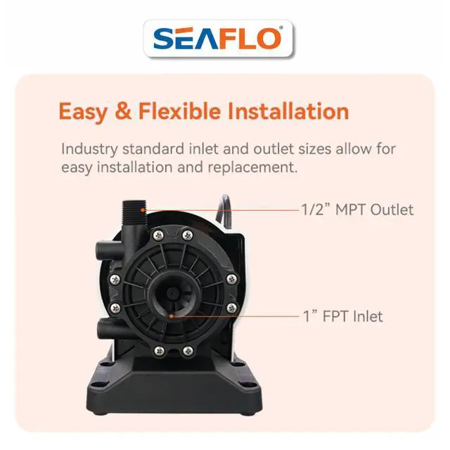 Alt view image 6 of 6 - 1000 GPH Air Conditioning Pump 115V Marine AC 16.6 GPM Magnetic Drive Circulation for Systems up to 45000 BTU 26.9 ft Head Continuous Duty HVAC Pump