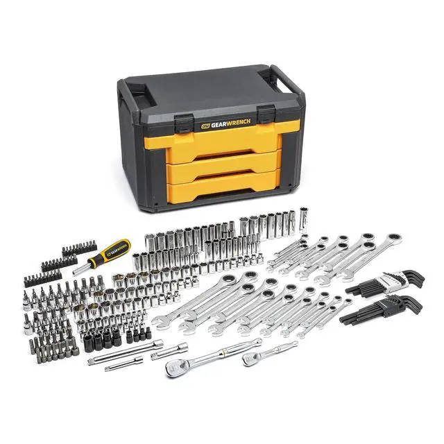 Main image of Mechanics Tool Set in 3 Drawer Storage Box, 232 Piece