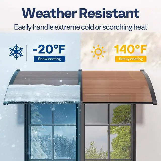 Alt view image 4 of 6 - Polycarbonate Window Door Awning Canopy Brown with Black Bracket 38 Inch x 78 Inch