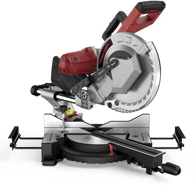 Main image of 12-Inch Dual-Bevel Sliding Compound Miter Saw, 3800RPM, 15 Amp, Dual Bevel 0-45° with Extension Table, 36T Blade, Power Saw for Metal, Plastic, Wood, Laminates