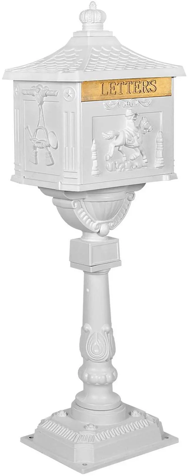 Main image of Mailbox Cast Aluminum White Mail Box Postal Box Security Heavy Duty New
