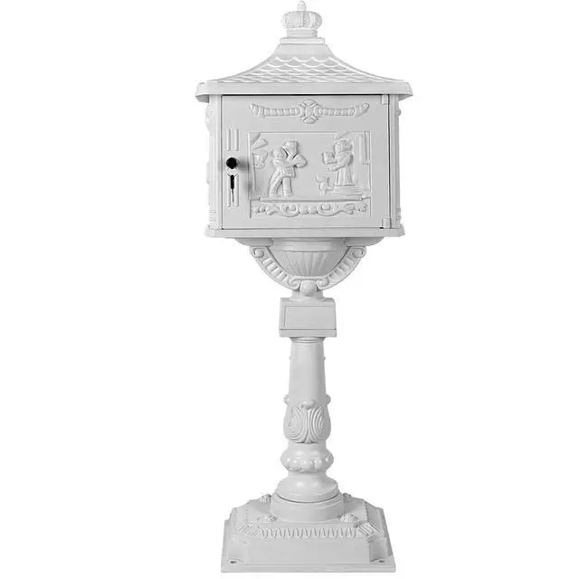 Alt view image 3 of 6 - Mailbox Cast Aluminum White Mail Box Postal Box Security Heavy Duty New