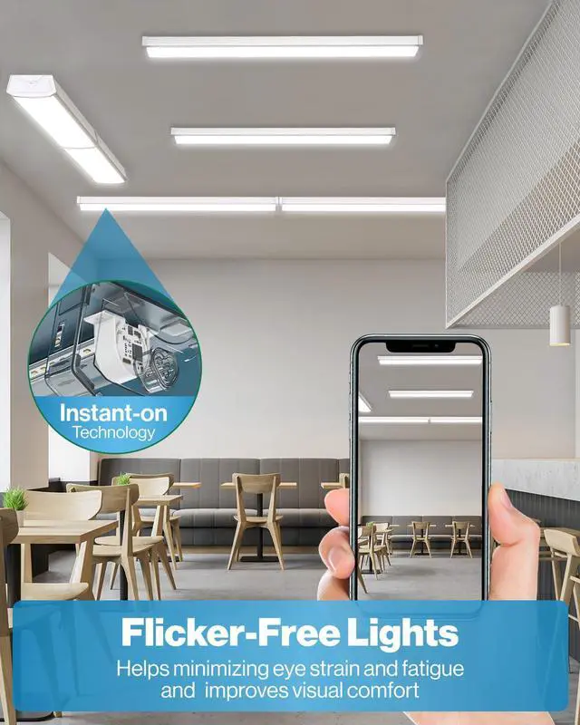 Alt view image 5 of 6 - Sunco 10 Pack LED Garage Ceiling Lights Wraparound Fixture 4FT,Linkable Shop Light, 3500 LM, 40W=300W, 6000K Daylight Deluxe, Hardwired, Surface Mount, Utility Workshop Light ETL