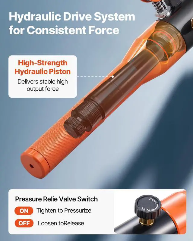 Alt view image 4 of 6 - Copper Pipe Crimping Tool, Hydraulic Driven Press Tool with 1/2" 3/4" 1" Jaws for VUS Type Copper Tube & 3/8", 1/2", 5/8", 3/4", 1" Jaws for ASTM F1807 PEX Pipe Copper Ring - with Carrying Case
