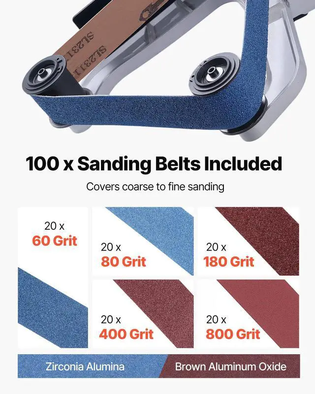 Alt view image 5 of 6 - Pipe Tube Polisher Sander, 1000W Pipe Belt Sander with 6 Variable Speeds 1100-3200rpm, Professional Belt Sander Grinding Machine with 100PCS Sanding Belts for Burnishing Finishing Rust Removal