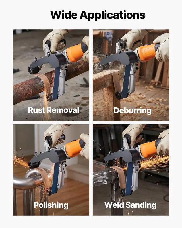 Alt view image 6 of 6 - Pipe Tube Polisher Sander, 1000W Pipe Belt Sander with 6 Variable Speeds 1100-3200rpm, Professional Belt Sander Grinding Machine with 100PCS Sanding Belts for Burnishing Finishing Rust Removal