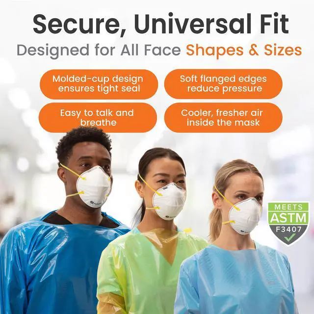 Alt view image 5 of 6 - Shawmut Protex N95 Mask SMALL Size for Small Face, Made in the USA NIOSH Approved, Particulate Respirators, Protective Face Mask, 12 Pack of 20 (Model SR9520S)