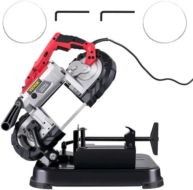 Main image of Portable Band Saw, 110V Removable Alloy Steel Base 5 Inch Cutting Capacity Hand held Variable Speed Portable Bandsaw, 10Amp Motor Deep Cut Band saw for Metal Wood