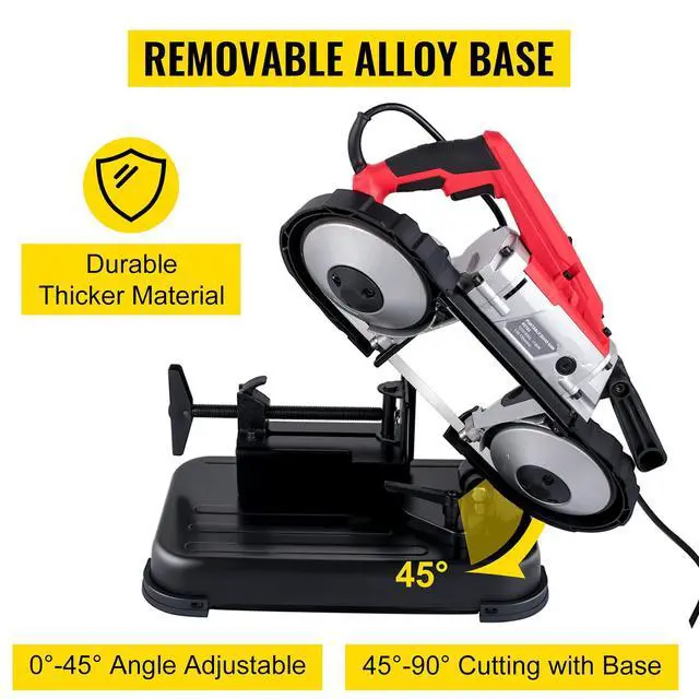 Alt view image 5 of 6 - Portable Band Saw, 110V Removable Alloy Steel Base 5 Inch Cutting Capacity Hand held Variable Speed Portable Bandsaw, 10Amp Motor Deep Cut Band saw for Metal Wood