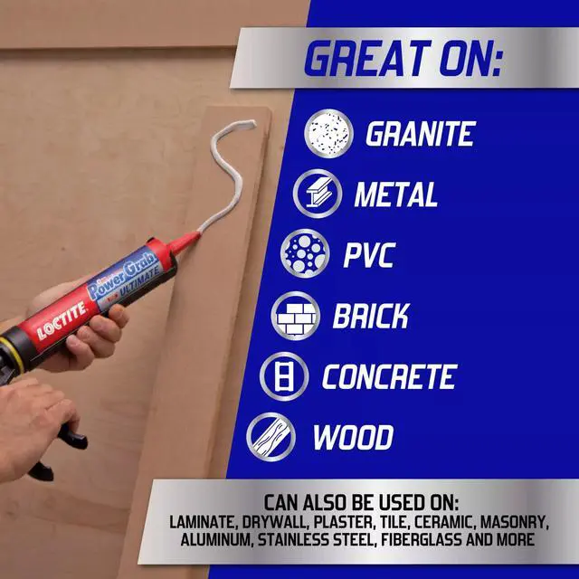 Alt view image 3 of 6 - Power Grab Ultimate Construction Adhesive, 9 fl oz Cartridge, 12 Pack - Versatile High Strength, Wide Temperature Range Construction Glue