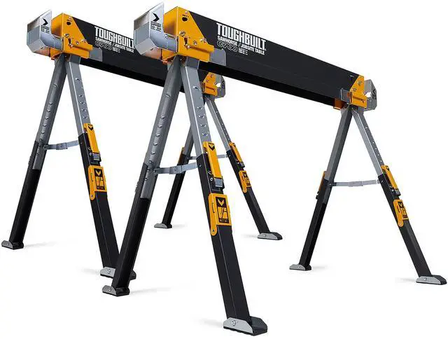 Main image of Folding Sawhorse & Jobsite Table, Heavy-Duty and Adjustable Work Support with 2x4 Lumber Compatibility for Construction, Carpentry & DIY Projects, 2 Pack (TB-C700-2)
