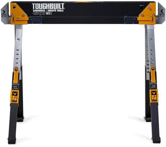 Alt view image 3 of 6 - Folding Sawhorse & Jobsite Table, Heavy-Duty and Adjustable Work Support with 2x4 Lumber Compatibility for Construction, Carpentry & DIY Projects, 2 Pack (TB-C700-2)