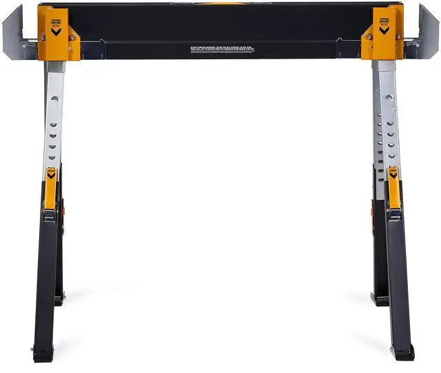 Alt view image 4 of 6 - Folding Sawhorse & Jobsite Table, Heavy-Duty and Adjustable Work Support with 2x4 Lumber Compatibility for Construction, Carpentry & DIY Projects, 2 Pack (TB-C700-2)