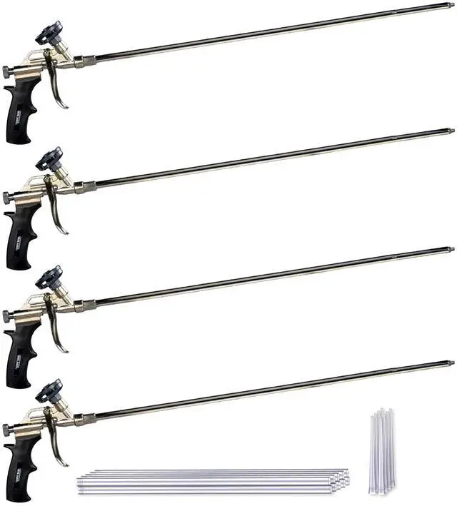 Main image of Spray Foam Gun 2' Long Nozzle, High Precision, Adjustable Flow Control, Contractor-Grade Pro Applicator for Insulating Foam Sealant, Pack of 4
