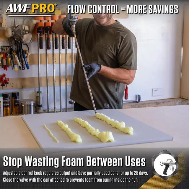 Alt view image 4 of 6 - Spray Foam Gun 2' Long Nozzle, High Precision, Adjustable Flow Control, Contractor-Grade Pro Applicator for Insulating Foam Sealant, Pack of 4