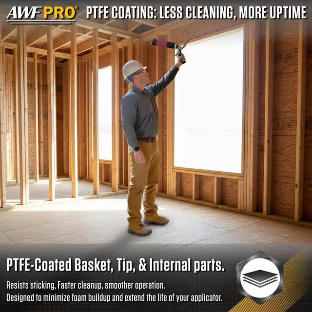 Alt view image 5 of 6 - Spray Foam Gun 2' Long Nozzle, High Precision, Adjustable Flow Control, Contractor-Grade Pro Applicator for Insulating Foam Sealant, Pack of 4