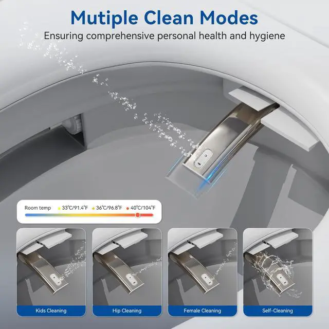Alt view image 3 of 6 - Smart Toilet with Bidet Built In, Elongated Heated Seat, Warm Water & Dryer, One Piece Bidet for Bathrooms, Modern Smart Toilet with Auto Flush, Night Light, LED Display, and Remote Control